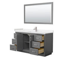 Load image into Gallery viewer, Wyndham Miranda 60 Inch Single Bathroom Vanity in Dark Gray, Light-Vein Carrara Cultured Marble Countertop, Undermount Square Sink, Brushed Nickel Trim, 58 Inch Mirror- Wyndham