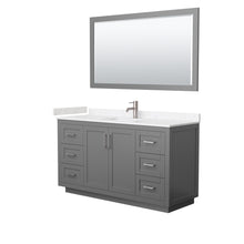 Load image into Gallery viewer, Wyndham Miranda 60 Inch Single Bathroom Vanity in Dark Gray, Light-Vein Carrara Cultured Marble Countertop, Undermount Square Sink, Brushed Nickel Trim, 58 Inch Mirror- Wyndham