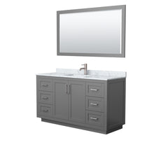 Load image into Gallery viewer, Wyndham Miranda 60 Inch Single Bathroom Vanity in Dark Gray, White Carrara Marble Countertop, Undermount Square Sink, Brushed Nickel Trim, 58 Inch Mirror- Wyndham