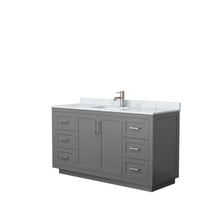 Load image into Gallery viewer, Wyndham Miranda 60 Inch Single Bathroom Vanity in Dark Gray, White Carrara Marble Countertop, Undermount Square Sink, Brushed Nickel Trim- Wyndham