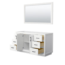 Load image into Gallery viewer, Wyndham Miranda 60 Inch Single Bathroom Vanity in White, No Countertop, No Sink, Matte Black Trim, 58 Inch Mirror- Wyndham