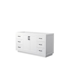 Load image into Gallery viewer, Wyndham Miranda 60 Inch Single Bathroom Vanity in White, No Countertop, No Sink, Matte Black Trim- Wyndham
