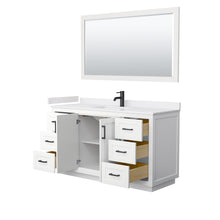 Load image into Gallery viewer, Wyndham Miranda 60 Inch Single Bathroom Vanity in White, White Cultured Marble Countertop, Undermount Square Sink, Matte Black Trim, 58 Inch Mirror- Wyndham