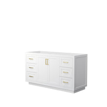 Load image into Gallery viewer, Wyndham Miranda 60 Inch Single Bathroom Vanity in White, No Countertop, No Sink, Brushed Gold Trim- Wyndham