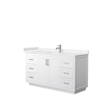 Load image into Gallery viewer, Wyndham Miranda 60 Inch Single Bathroom Vanity in White, Light-Vein Carrara Cultured Marble Countertop, Undermount Square Sink, Brushed Nickel Trim- Wyndham