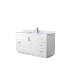 Load image into Gallery viewer, Wyndham Miranda 60 Inch Single Bathroom Vanity in White, White Carrara Marble Countertop, Undermount Square Sink, Brushed Nickel Trim- Wyndham