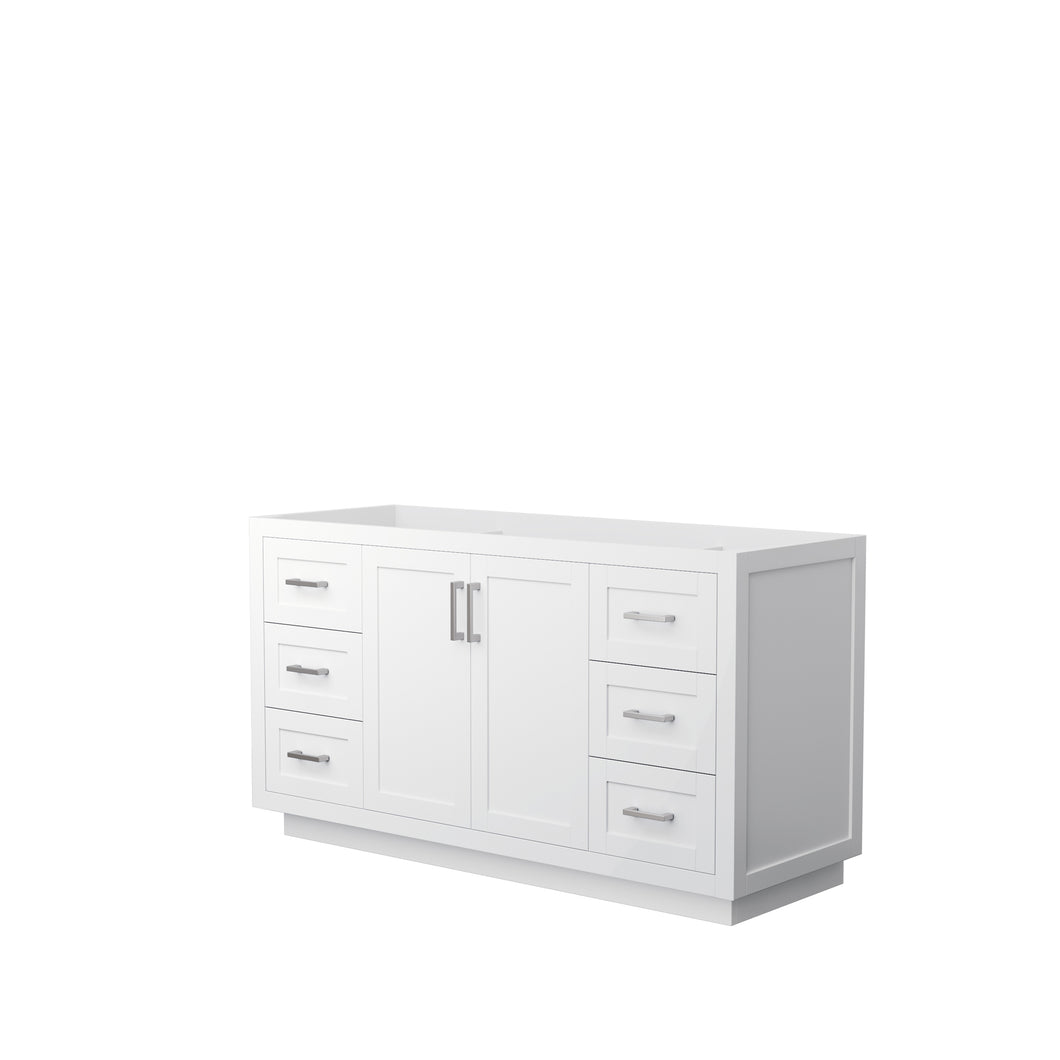 Wyndham Miranda 60 Inch Single Bathroom Vanity in White, No Countertop, No Sink, Brushed Nickel Trim- Wyndham