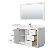 Load image into Gallery viewer, Wyndham Miranda 60 Inch Single Bathroom Vanity in White, White Cultured Marble Countertop, Undermount Square Sink, Brushed Nickel Trim, 58 Inch Mirror- Wyndham