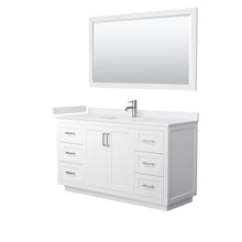 Load image into Gallery viewer, Wyndham Miranda 60 Inch Single Bathroom Vanity in White, White Cultured Marble Countertop, Undermount Square Sink, Brushed Nickel Trim, 58 Inch Mirror- Wyndham