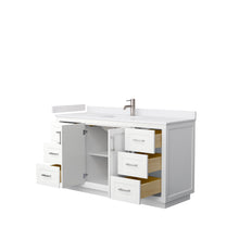 Load image into Gallery viewer, Wyndham Miranda 60 Inch Single Bathroom Vanity in White, White Cultured Marble Countertop, Undermount Square Sink, Brushed Nickel Trim- Wyndham