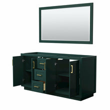 Load image into Gallery viewer, Wyndham Miranda 66 Inch Double Bathroom Vanity in Green, No Countertop, No Sink, Brushed Gold Trim, 58 Inch Mirror- Wyndham