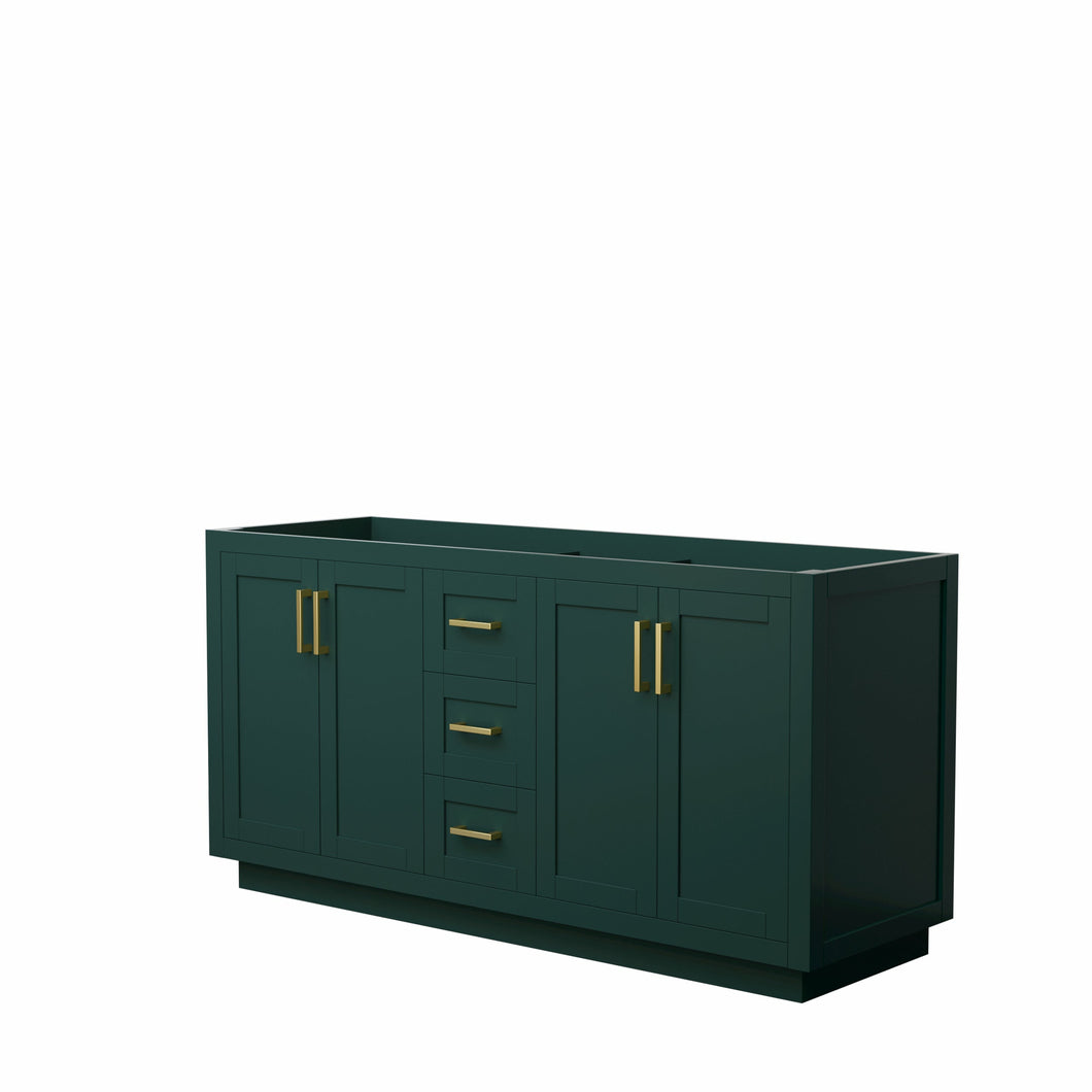 Wyndham Miranda 66 Inch Double Bathroom Vanity in Green, No Countertop, No Sink, Brushed Gold Trim- Wyndham