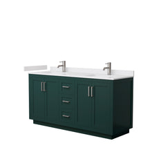 Load image into Gallery viewer, Wyndham Miranda 66 Inch Double Bathroom Vanity in Green, White Cultured Marble Countertop, Undermount Square Sinks, Brushed Nickel Trim- Wyndham