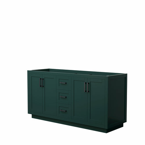 Wyndham Miranda 66 Inch Double Bathroom Vanity in Green, No Countertop, No Sink, Matte Black Trim- Wyndham