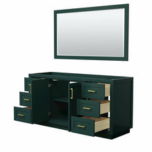 Load image into Gallery viewer, Wyndham Miranda 66 Inch Single Bathroom Vanity in Green, No Countertop, No Sink, Brushed Gold Trim, 58 Inch Mirror- Wyndham