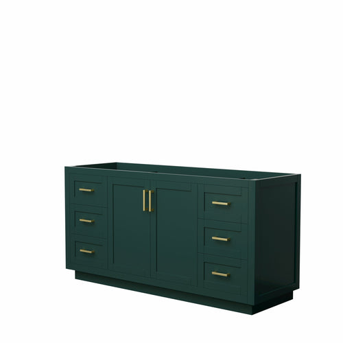 Wyndham Miranda 66 Inch Single Bathroom Vanity in Green, No Countertop, No Sink, Brushed Gold Trim- Wyndham