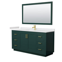 Load image into Gallery viewer, Wyndham Miranda 66 Inch Single Bathroom Vanity in Green, White Cultured Marble Countertop, Undermount Square Sink, Brushed Gold Trim, 58 Inch Mirror- Wyndham