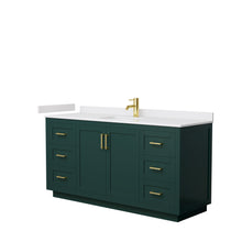 Load image into Gallery viewer, Wyndham Miranda 66 Inch Single Bathroom Vanity in Green, White Cultured Marble Countertop, Undermount Square Sink, Brushed Gold Trim- Wyndham
