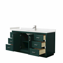 Load image into Gallery viewer, Wyndham Miranda 66 Inch Single Bathroom Vanity in Green, Light-Vein Carrara Cultured Marble Countertop, Undermount Square Sink, Brushed Nickel Trim- Wyndham