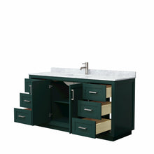 Load image into Gallery viewer, Wyndham Miranda 66 Inch Single Bathroom Vanity in Green, White Carrara Marble Countertop, Undermount Square Sink, Brushed Nickel Trim- Wyndham