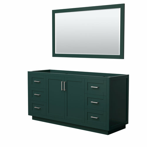 Wyndham Miranda 66 Inch Single Bathroom Vanity in Green, No Countertop, No Sink, Brushed Nickel Trim, 58 Inch Mirror- Wyndham