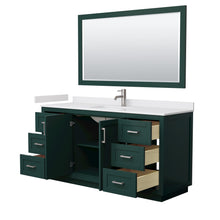 Load image into Gallery viewer, Wyndham Miranda 66 Inch Single Bathroom Vanity in Green, White Cultured Marble Countertop, Undermount Square Sink, Brushed Nickel Trim, 58 Inch Mirror- Wyndham