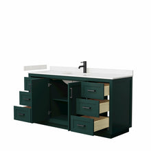 Load image into Gallery viewer, Wyndham Miranda 66 Inch Single Bathroom Vanity in Green, Light-Vein Carrara Cultured Marble Countertop, Undermount Square Sink, Matte Black Trim- Wyndham