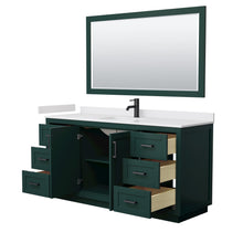 Load image into Gallery viewer, Wyndham Miranda 66 Inch Single Bathroom Vanity in Green, White Cultured Marble Countertop, Undermount Square Sink, Matte Black Trim, 58 Inch Mirror- Wyndham