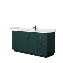 Load image into Gallery viewer, Wyndham Miranda 66 Inch Single Bathroom Vanity in Green, White Cultured Marble Countertop, Undermount Square Sink, Matte Black Trim- Wyndham