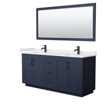 Load image into Gallery viewer, Wyndham Miranda 72 Inch Double Bathroom Vanity in Dark Blue, White Cultured Marble Countertop, Undermount Square Sinks, Matte Black Trim, 70 Inch Mirror- Wyndham