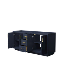 Load image into Gallery viewer, Wyndham Miranda 72 Inch Double Bathroom Vanity in Dark Blue, No Countertop, No Sink, Brushed Gold Trim- Wyndham