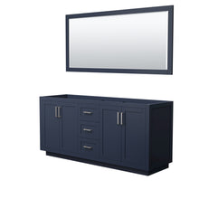 Load image into Gallery viewer, Wyndham Miranda 72 Inch Double Bathroom Vanity in Dark Blue, No Countertop, No Sink, Brushed Nickel Trim, 70 Inch Mirror- Wyndham