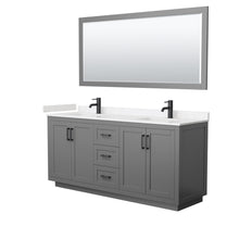 Load image into Gallery viewer, Wyndham Miranda 72 Inch Double Bathroom Vanity in Dark Gray, Light-Vein Carrara Cultured Marble Countertop, Undermount Square Sinks, Matte Black Trim, 70 Inch Mirror- Wyndham