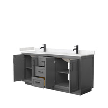 Load image into Gallery viewer, Wyndham Miranda 72 Inch Double Bathroom Vanity in Dark Gray, Light-Vein Carrara Cultured Marble Countertop, Undermount Square Sinks, Matte Black Trim- Wyndham