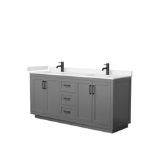 Load image into Gallery viewer, Wyndham Miranda 72 Inch Double Bathroom Vanity in Dark Gray, Light-Vein Carrara Cultured Marble Countertop, Undermount Square Sinks, Matte Black Trim- Wyndham