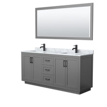 Load image into Gallery viewer, Wyndham Miranda 72 Inch Double Bathroom Vanity in Dark Gray, White Carrara Marble Countertop, Undermount Square Sinks, Matte Black Trim, 70 Inch Mirror- Wyndham