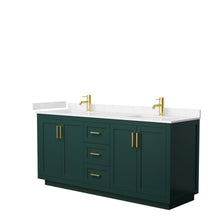 Load image into Gallery viewer, Wyndham Miranda 72 Inch Double Bathroom Vanity in Green, Light-Vein Carrara Cultured Marble Countertop, Undermount Square Sinks, Brushed Gold Trim- Wyndham
