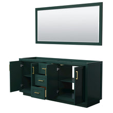 Load image into Gallery viewer, Wyndham Miranda 72 Inch Double Bathroom Vanity in Green, No Countertop, No Sink, Brushed Gold Trim, 70 Inch Mirror- Wyndham