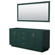 Load image into Gallery viewer, Wyndham Miranda 72 Inch Double Bathroom Vanity in Green, No Countertop, No Sink, Brushed Nickel Trim, 70 Inch Mirror- Wyndham