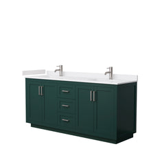 Load image into Gallery viewer, Wyndham Miranda 72 Inch Double Bathroom Vanity in Green, White Cultured Marble Countertop, Undermount Square Sinks, Brushed Nickel Trim- Wyndham