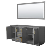 Load image into Gallery viewer, Wyndham Miranda 72 Inch Double Bathroom Vanity in Dark Gray, No Countertop, No Sink, Brushed Gold Trim, 70 Inch Mirror- Wyndham
