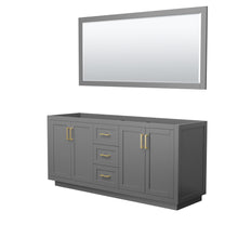 Load image into Gallery viewer, Wyndham Miranda 72 Inch Double Bathroom Vanity in Dark Gray, No Countertop, No Sink, Brushed Gold Trim, 70 Inch Mirror- Wyndham