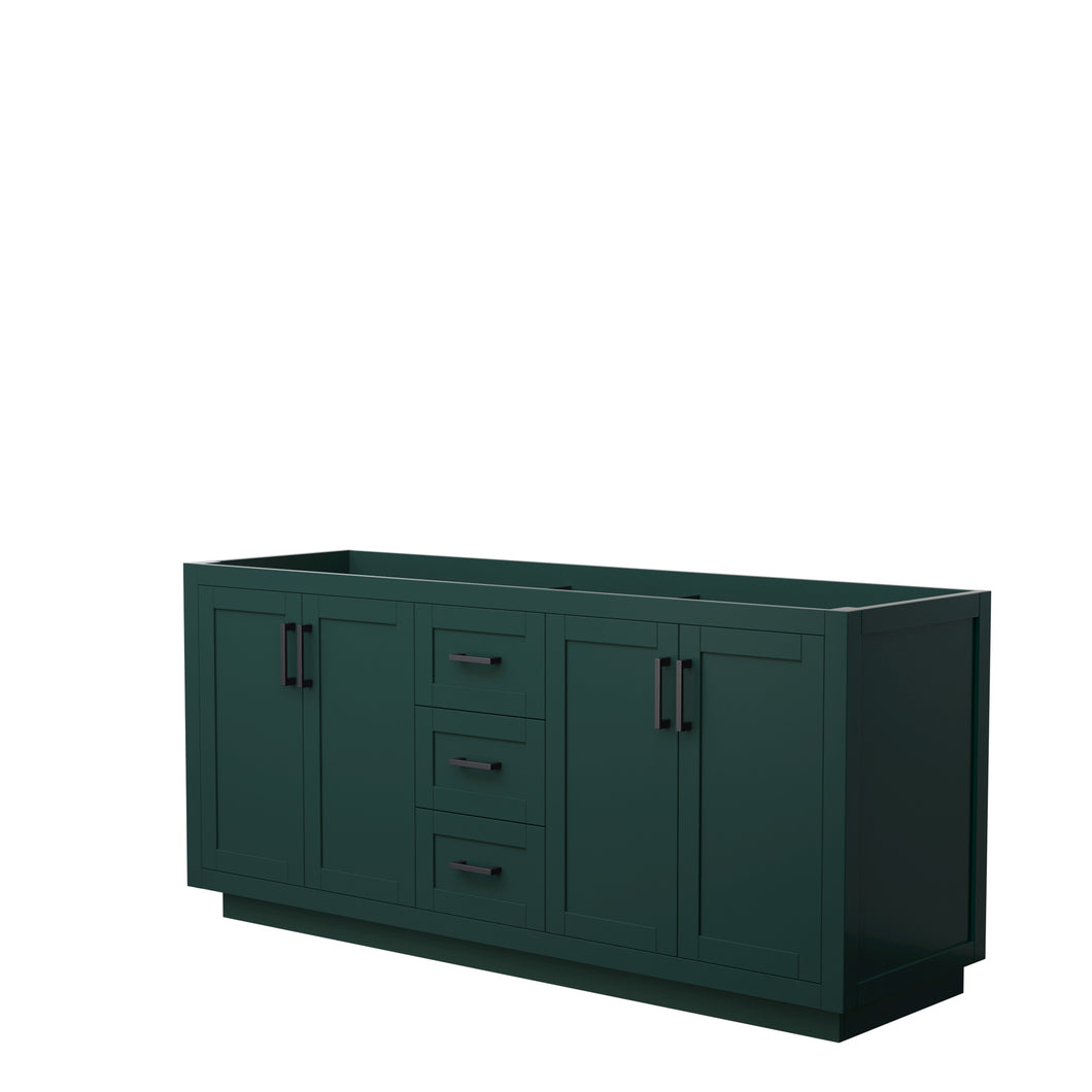 Wyndham Miranda 72 Inch Double Bathroom Vanity in Green, No Countertop, No Sink, Matte Black Trim- Wyndham