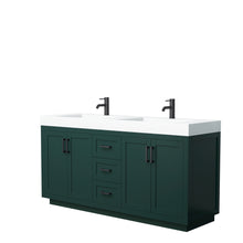 Load image into Gallery viewer, Wyndham Miranda 72 Inch Double Bathroom Vanity in Green, 4 Inch Thick Matte White Solid Surface Countertop, Integrated Sinks, Matte Black Trim- Wyndham