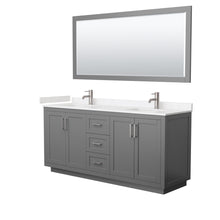 Load image into Gallery viewer, Wyndham Miranda 72 Inch Double Bathroom Vanity in Dark Gray, Light-Vein Carrara Cultured Marble Countertop, Undermount Square Sinks, Brushed Nickel Trim, 70 Inch Mirror- Wyndham
