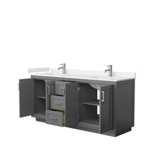 Load image into Gallery viewer, Wyndham Miranda 72 Inch Double Bathroom Vanity in Dark Gray, Light-Vein Carrara Cultured Marble Countertop, Undermount Square Sinks, Brushed Nickel Trim- Wyndham