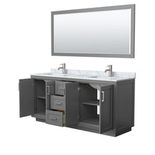 Load image into Gallery viewer, Wyndham Miranda 72 Inch Double Bathroom Vanity in Dark Gray, White Carrara Marble Countertop, Undermount Square Sinks, Brushed Nickel Trim, 70 Inch Mirror- Wyndham