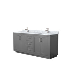 Load image into Gallery viewer, Wyndham Miranda 72 Inch Double Bathroom Vanity in Dark Gray, White Carrara Marble Countertop, Undermount Square Sinks, Brushed Nickel Trim- Wyndham