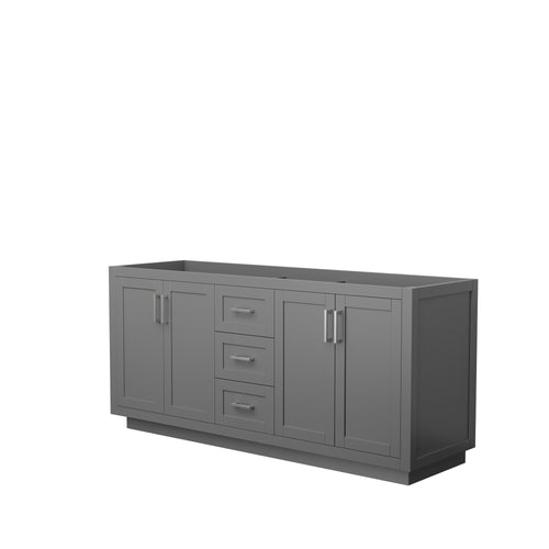 Wyndham Miranda 72 Inch Double Bathroom Vanity in Dark Gray, No Countertop, No Sink, Brushed Nickel Trim- Wyndham