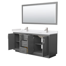 Load image into Gallery viewer, Wyndham Miranda 72 Inch Double Bathroom Vanity in Dark Gray, White Cultured Marble Countertop, Undermount Square Sinks, Brushed Nickel Trim, 70 Inch Mirror- Wyndham